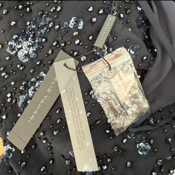 Elie Tahari Zendaya Silk Beaded Camisole Top Navy Blue NWT XS - Picture 6 of 8